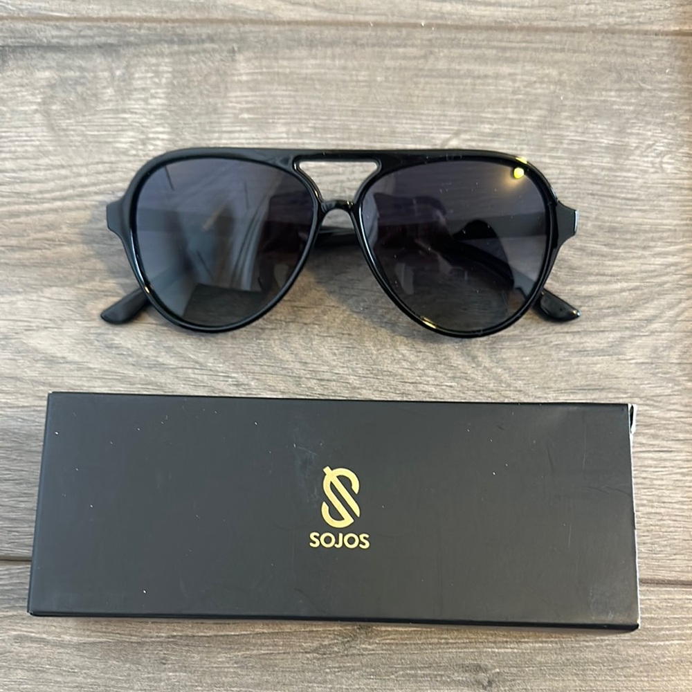 Sojos Black Aviator Sunglasses